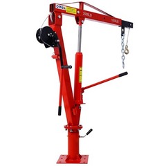 Hydraulic Pickup Truck Crane with Hand Winch, 2000-Lb Capacity, Red