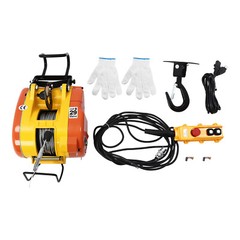 1300W Electric Hoist 500lbs Portable Winch Crane Lift 95ft Lifting Wired Control