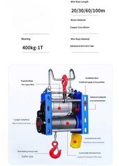 Small Wire Rope Remote-Controlled Electric Hoist Quick-Lifting Crane Winch