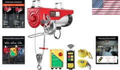 Durable Electric Hoist with Emergency Stop – 2200lbs Capacity & Remote Control