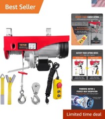 Versatile Electric Hoist – 440LBS Capacity with Emergency Stop & Accessories