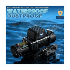 12V 13000lb Winch Synthetic Rope Electric Power Winch Waterproof IP66 with Wi…