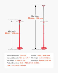 Heavy-Duty Underhoist Support Stand, 3/4 Ton Capacity, Adjustable Height