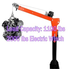 1100 lbs Pickup Truck Hoist Crane, w/Electric Winch Folding Truck Mounted Crane