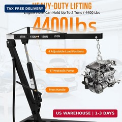 Hydraulic Engine Hoist 2 Ton, Cherry Picker Shop Crane with 6 Casters and Telesc