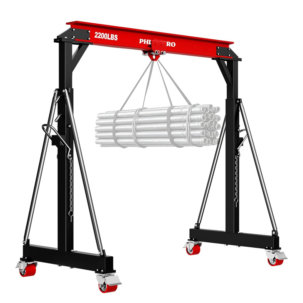 1 Ton Portable Gantry Crane – Adjustable Height, Steel I-Beam, 3000Lbs Capacity
