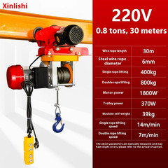 Twin-lift hoist 220V/ with trolley winch, electric hoist, and remote control.