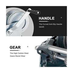 Heavy Duty Hand Winch 1200 lbs with 32 ft Steel Wire Rope, Hand Crank Strap G…