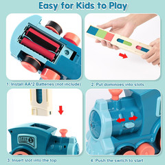 200 PCS Domino Train Toys Set, Automatic Dominos Building and Stacking Creative