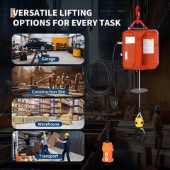 3-in-1 Portable Electric Hoist Winch Wired/Wireless Remote Control Crane 1100lbs