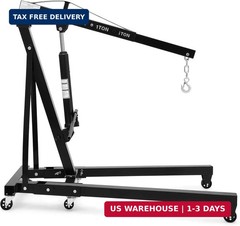 Hydraulic Engine Hoist 2 Ton, Cherry Picker Shop Crane with 6 Casters and Telesc