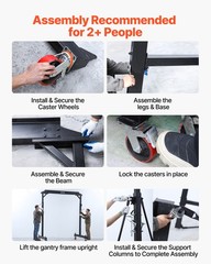 VEVOR Adjustable Gantry Crane 4400 lbs Portable Lift Hoist Frame 98.8″ to 146.1″
