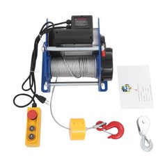 Electric Hoist Winch With Wired Control 881LBS Long Steel Wire Rope Lifting Tool