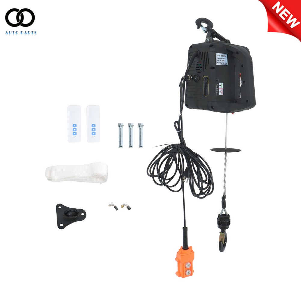 1100LBS 3-in-1 Electric Hoist Dual Remote Overload Protection For Garage