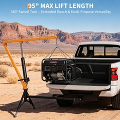 1000 lbs Hydraulic Pickup Truck Crane Hitch Mounted 360° Swivel Steel Hoist Lift