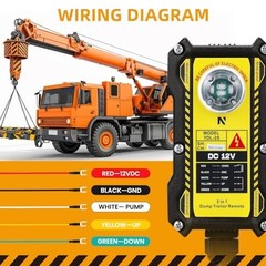 NEWTRY 2-in-1 Crane Remote 12V Wireless Wired Hoist Dump Trailer Controller