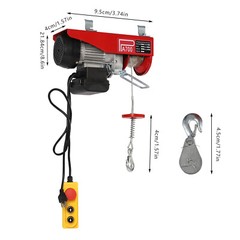 110V 1543lbs Overhead Electric Hoist Crane Lift Garage Winch With Remote Red