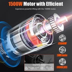 2,200Lbs Portable Electric Winch – Manual and Wired- with Lifting Strap – Max 25