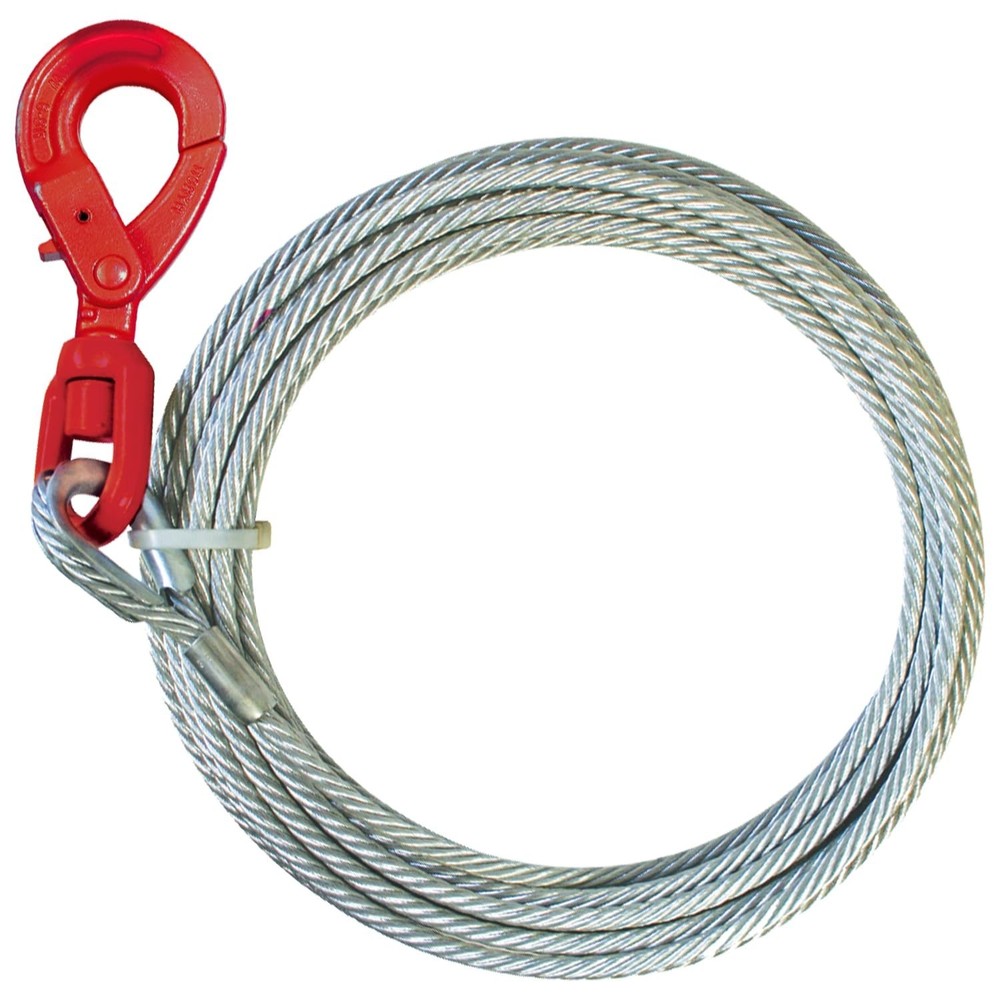 VULCAN Winch Cable – Self-Locking Swivel Hook – Galvanized Steel Core – 3/8 I…