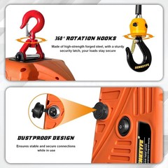 Portable Hoist Winch 1500LBS, 3 in 1 Electric Cable Hoist 110V 25 FT with Liftin