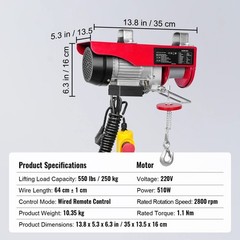 220V Home Small Crane 1/0.5 Tons Winch Hoist Winch Lift