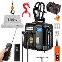 Electric Hoist PRO with Single/Double Hook, 1100Lb Electric Winch 110V 120V, 2 W