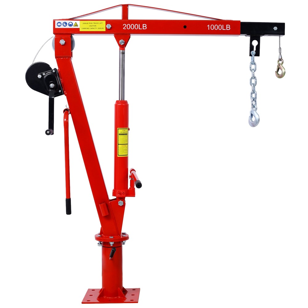 Hydraulic Pickup Truck Crane 2000 Lb Capacity Hand Winch Bed Hoist Jib Boom