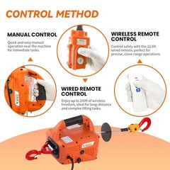 3-in-1 Electric Hoist Winch 1500W Powerful Portable 120V Winch with 1100Lbs Load