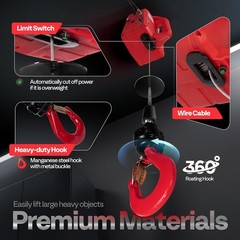 Electric Hoist Winch 1100lbs Overload Protection