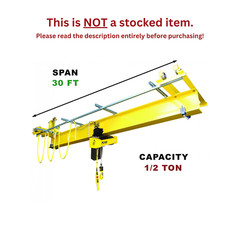 R&M QLP 1/2 TON, 30′ SPAN, UNDER RUNNING, SINGLE GIRDER OVERHEAD PUSH CRANE KIT