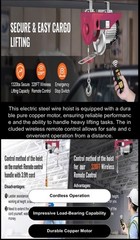 Vevor Electric Hoist 1320lbs Crane Winch with Wireless Remote Control 1150W,Exce