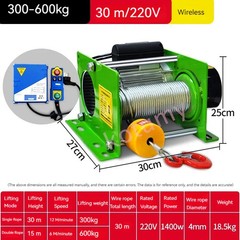 Small 220V Wireless Remote Control Hoist, 1T Electric Hoist Lifting Crane