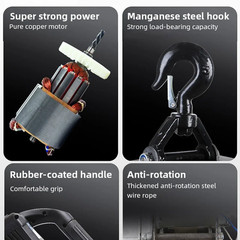 220V Portable Mini Electric Hoist with Wireless Remote Household Small Lifting W