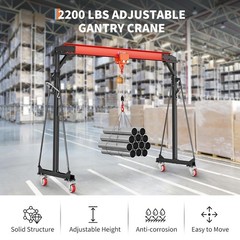 2000LB Adjustable Gantry Crane Heavy Duty Steel I-Beam Height 97-141″ Industrial