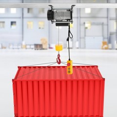 Electric Hoist Winch With Wired Control 881LBS Long Steel Wire Rope Lifting Tool