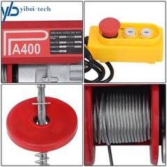 850W Electric Hoist 880lbs Crane Winch with Wired Remote Control 110V