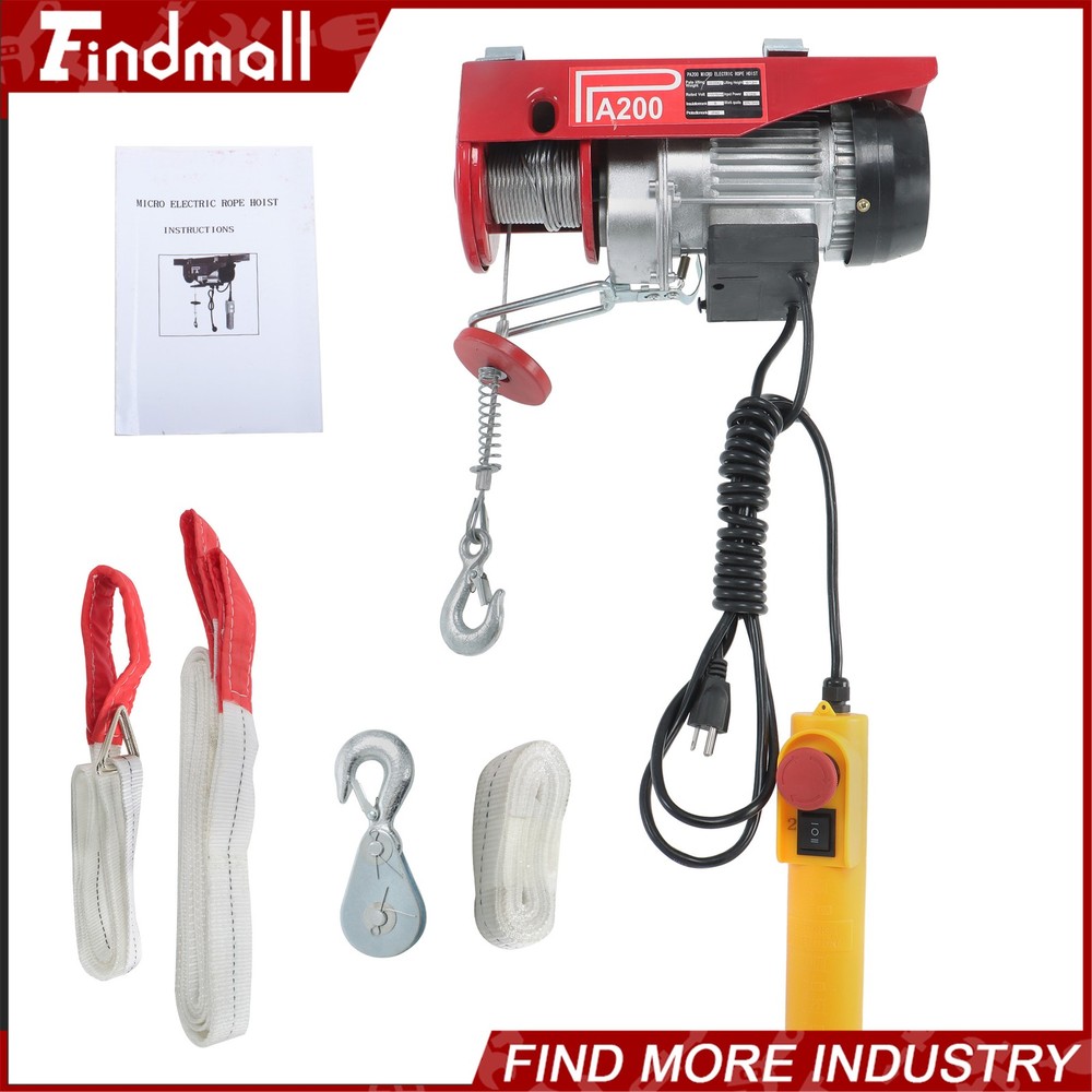Findmall Mini Electric Hoist 110v 440lbs/200kg 6.6ft/2m Wired Remote Control