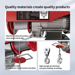 Electric Hoist, 440 lbs Material Handling Tool, 110V Electric Winch with 14ft…