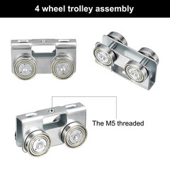 4 Wheel Trolley Assembly for 1-5/8″ Wide and 1-5/8″or Taller Strut Channel,2Pair
