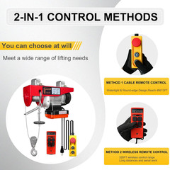 2-In-1 440 Lbs Lift Electric Hoist, 13 Ft Wired and 328 Ft Wireless Remote Contr