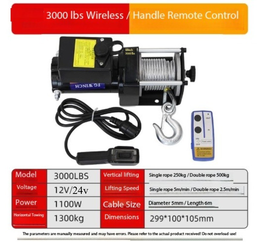 12V/24V Electric Winch Waterproof Vehicle-Mounted Mini Crane Electric Winch