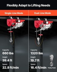 Compact 1150W Wireless Hoist for Efficient Lifting – 40ft Height for Factories