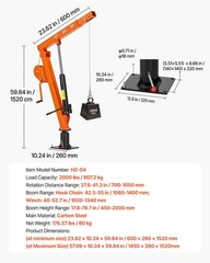 VEVOR Truck Crane 2000 lbs Manual Pickup Hitch with Hand Winch Hydraulic Jack
