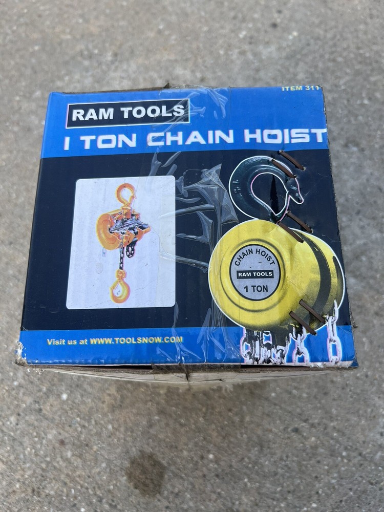 Ram Tools 1 Ton 8ft Lift Capacity Chain Hoist Brand New
