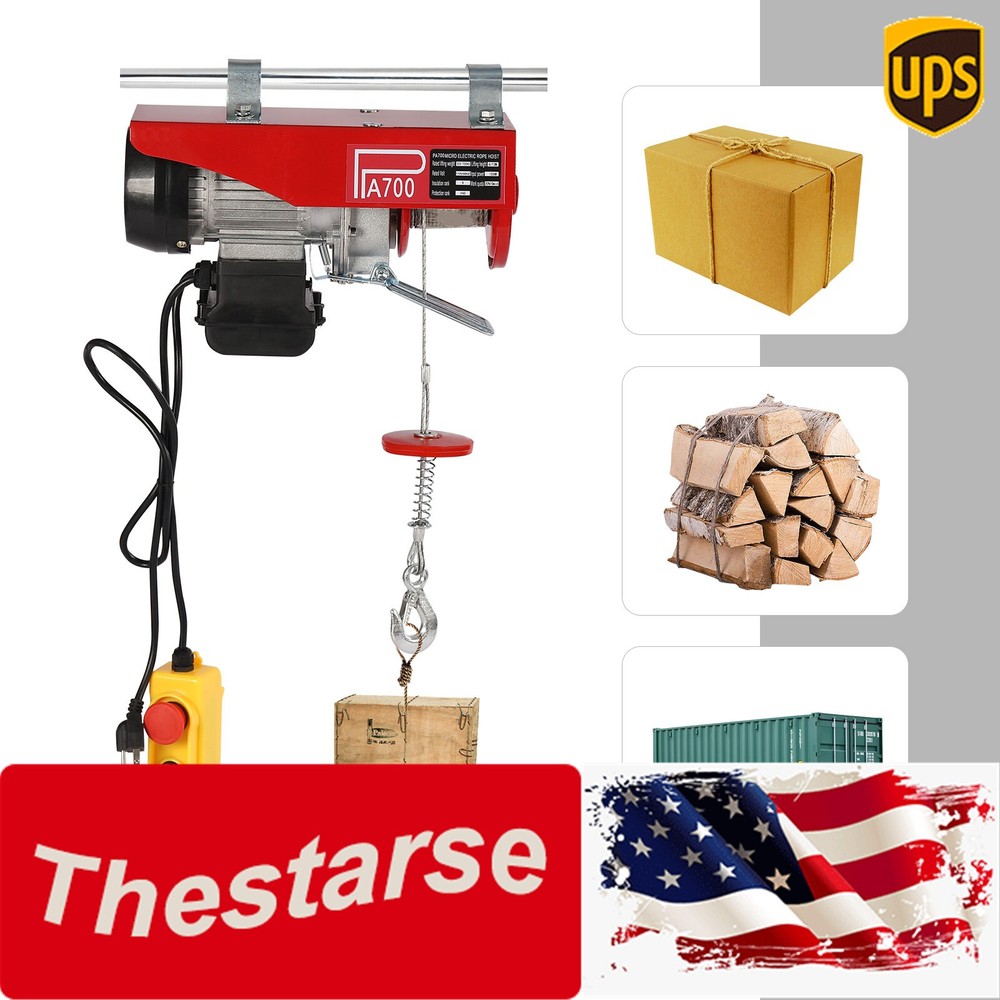 Electric Hoist Lift Electric Hoist Mini Electric Winch Crane Remote 110V 1543lbs