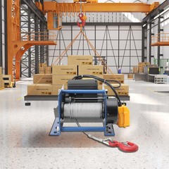 110V Electric Hoist Winch Electric Winch 30m Wire Rope 200-400KG Steel Plate