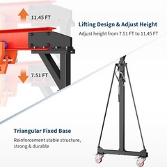 2000LB Adjustable Gantry Crane Heavy Duty Steel I-Beam Height 97-141″ Industrial