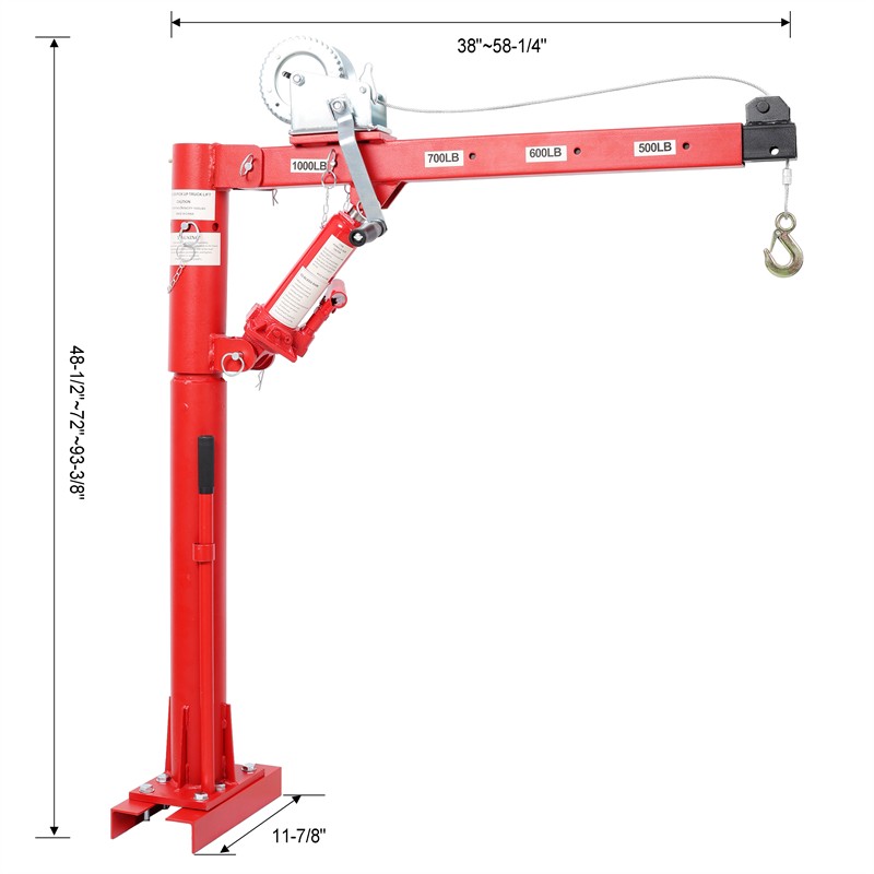 360° Swivel Lift Crane 4 Capacity 500 /600 /700 /1000 lbs Pickup Truck Bed Hoist