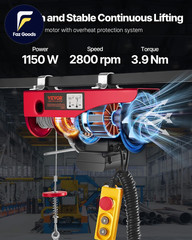Electric Hoist with Remote Control 1320LBS Electric Winch 110V Electric Hoist