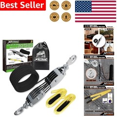 Strong 4000lb Breaking Strength 65 Ft Rope Hoist Kit w/ 8ft Slings